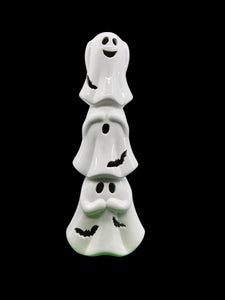 Halloween Lighted Ghost Tree - Ceramic - White Ghosts - 15 tall Battery Free Shipping