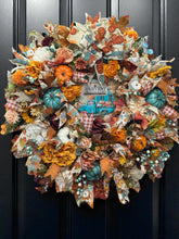 Country Fall Harvest Wreath Farmhouse Truck Style Pumpkin Welcome Wreath (Free Shipping)