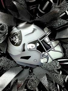 Raiders Helmet Wreath Silver & Black Free Shipping