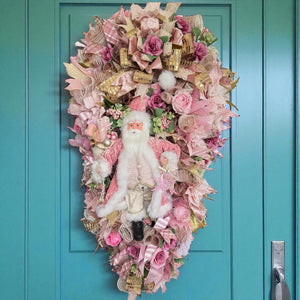 Pink Victorian Santa Christmas Large Swag Wreath ( Free Shipping)
