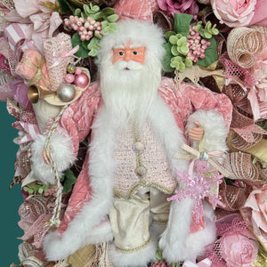 Pink Victorian Santa Christmas Large Swag Wreath ( Free Shipping)