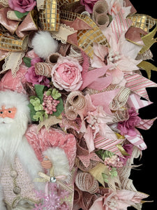 Pink Victorian Santa Christmas Large Swag Wreath ( Free Shipping)