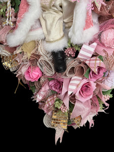 Pink Victorian Santa Christmas Large Swag Wreath ( Free Shipping)