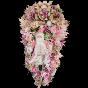 Pink Victorian Santa Christmas Large Swag Wreath ( Free Shipping)