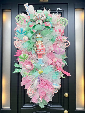 Pink Nutcracker Toy Solider  Christmas Swag Wreath Free Shipping