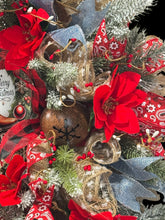 Cowboy Western Wreath, Cowboy Santa Swag Wreath