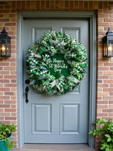 Happy St Patrick’s Day Wreath for Front Door, Green Shamrock Wreath, Irish Holiday Door Decor