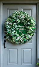 Happy St Patrick’s Day Wreath for Front Door, Green Shamrock Wreath, Irish Holiday Door Decor