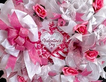 Valentine's Day Pink Roses Door Wreath