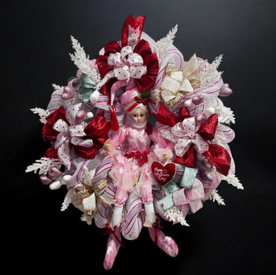 Valentine's Day Pink Fairy &  Roses Door Wreath (Free Shipping)