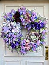 Purple Lavender Tulip Wreath Farmhouse Spring Front Door Wreath Rustic Floral Decor 24#