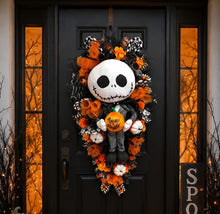 Luxury Nightmare Before Christmas Inspired Jack Skellington Halloween Swag | Pumpkin King Door Decor | 43 x 22 Inches