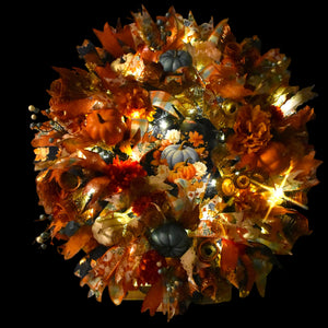 Country Fall Wreath Timer Lighted Farmhouse Style Pumpkin Welcome Wreath (Free Shipping)