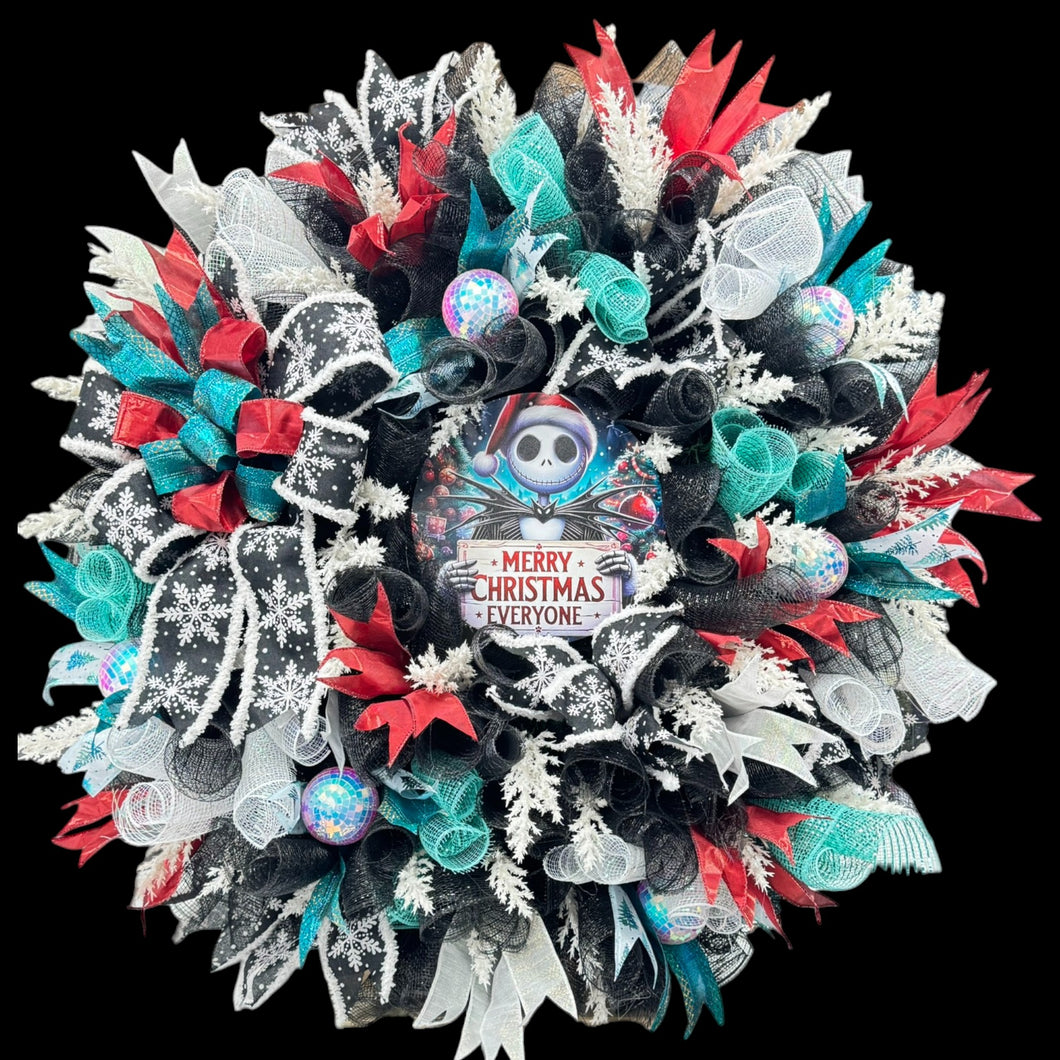 Christmas Jack Skellington Wreath ~ Nightmare Before Christmas Wreath