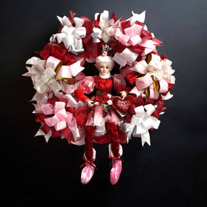 Valentine's Day Pink Fairy &  Roses Door Wreath (Free Shipping)