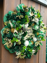 St Patrick’s Day Wreath for Front Door, Green Shamrock Wreath, Irish Holiday Door Decor, Large St Patrick's Wreath
