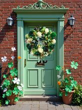 St Patrick's Day Front Door Wreath Green Shamrocks and More