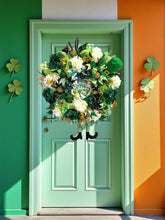 St Patrick's Day Front Door Wreath Green Shamrocks and More