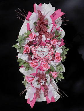 Valentine's Day  Swag Pink Roses Door Wreath