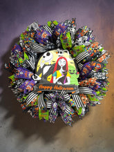 Nightmare Before Christmas Inspired Jack & Sally Halloween Wreath | 24 Inch Front Door Decor