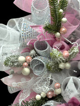 Pink & Silver Nutcracker Christmas Swag Wreath With Silver Bells  Free Shipping
