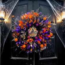 Grim Reaper Halloween Wreath,  Spooky Front Door Decor, Gothic Halloween Wreath, Haunted House Decoration, Skull Ribbon