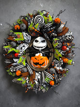 Jack Skellington Nightmare Before Christmas Lighted Halloween Wreath – Pumpkin King Front Door Decor