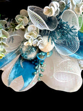 Blue Santa Doll Wreath Floral Swag Christmas Wreath Country Farm House  (Free Shipping)