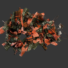 Lighted Fall Rag Garland – 50" Primitive Plaid Garland with Warm White Lights