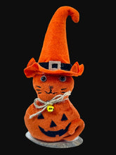Halloween Felt Cat Shelf Sitter Set – Witch Hat Cat Tabletop Décor, Spooky Halloween Cat Decoration