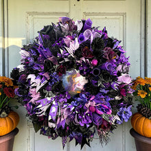 Large Purple Halloween Witch Wreath | Black Roses & Purple Hydrangeas | Gothic Halloween Door Decor | Witchy Front Door Wreath
