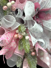 Pink & Silver Nutcracker Christmas Swag Wreath With Silver Bells  Free Shipping