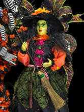 Halloween Witch Wreath | Orange & Black Witch Front Door Wreath | Luxury Handmade Halloween Decor | Fall Door Hanging