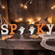 SPOOKY Halloween Shelf Sitter, Ghost Tabletop Decor, Resin Halloween Sign, Spooky Fall Home Decor