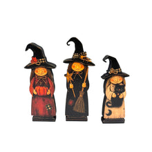 Halloween Witch Shelf Sitters Set of 3 | Laser Cut Wood Witch Décor | 2D Halloween Tabletop Decorations
