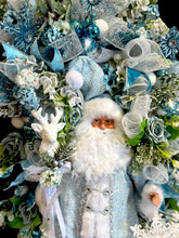 Blue Santa Doll Wreath Floral Swag Christmas Wreath Country Farm House  (Free Shipping)