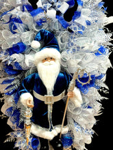 Blue & Silver Santa Doll Swag Christmas Wreath (Free Shipping)