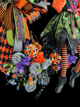 Halloween Witch Wreath | Orange & Black Witch Front Door Wreath | Luxury Handmade Halloween Decor | Fall Door Hanging