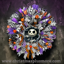 Nightmare Before Christmas Jack Skellington Wreath | Luxury Purple Halloween Front Door Decor
