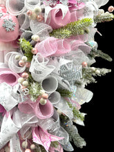 Pink & Silver Nutcracker Christmas Swag Wreath With Silver Bells  Free Shipping