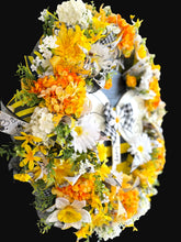 Bumble Bee Wreath for Front Door, Bee Happy Summer Wreath, Yellow Daisy Hydrangea Farmhouse Wreath, 28 Inch Bumblebee Door Decor