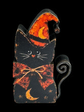 Halloween Witch Cat Shelf Sitters Set of 3 – Laser Cut Wood Cat Decorations, 2D Halloween Tabletop Décor