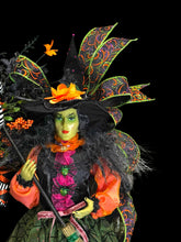 Halloween Witch Wreath | Orange & Black Witch Front Door Wreath | Luxury Handmade Halloween Decor | Fall Door Hanging