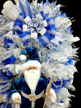 Blue & Silver Santa Doll Swag Christmas Wreath (Free Shipping)