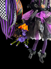 Purple Witch Halloween Wreath | Witch Doll Front Door Wreath | Black Purple Halloween Door Decor | Luxury Handmade Halloween Wreath | Fall Porch Decor