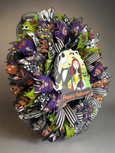 Nightmare Before Christmas Inspired Jack & Sally Halloween Wreath | 24 Inch Front Door Decor