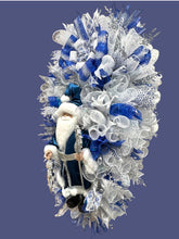 Blue & Silver Santa Doll Swag Christmas Wreath (Free Shipping)