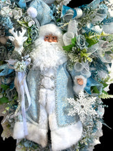 Blue Santa Doll Wreath Floral Swag Christmas Wreath Country Farm House  (Free Shipping)