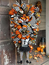 Halloween Witch Swag Wreath  ~ Halloween Mrs. Frankenstein Orange and Black Witch Decor