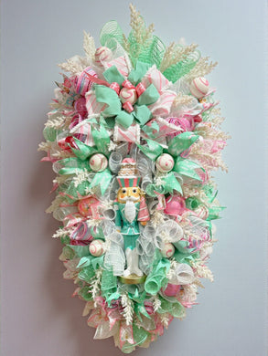 Pink Nutcracker Christmas Swag Wreath Bells  Free Shipping